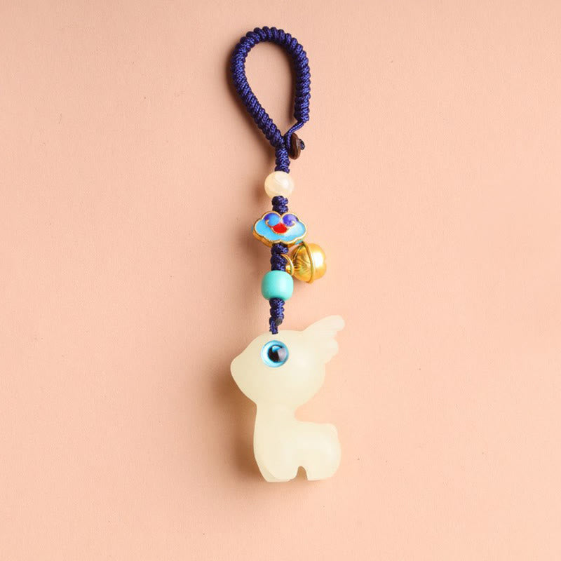 Mini Cute Deer Glowstone Luminous Lucky Deer Energy Key Chain Phone Car Hanging Decoration