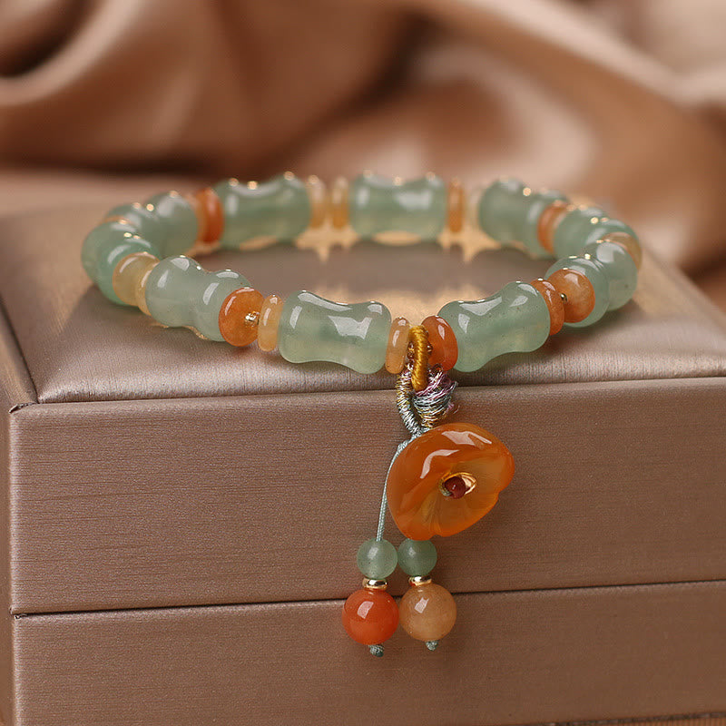 Natural Jade Bamboo Flower Pattern Luck Bracelet