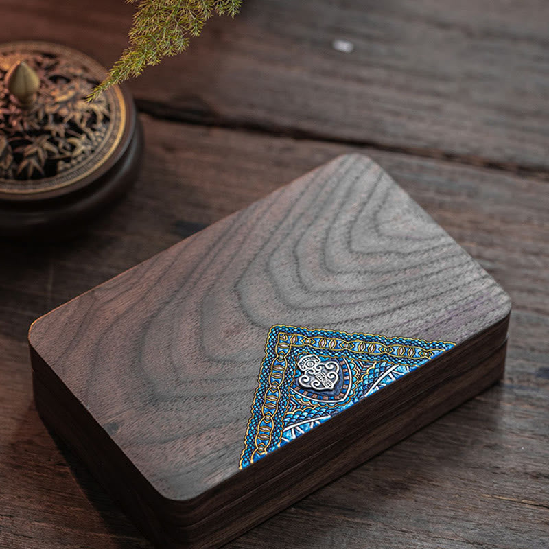 Vintage Handmade Black Walnut Wood Jewelry Storage Box Wooden Gift Box