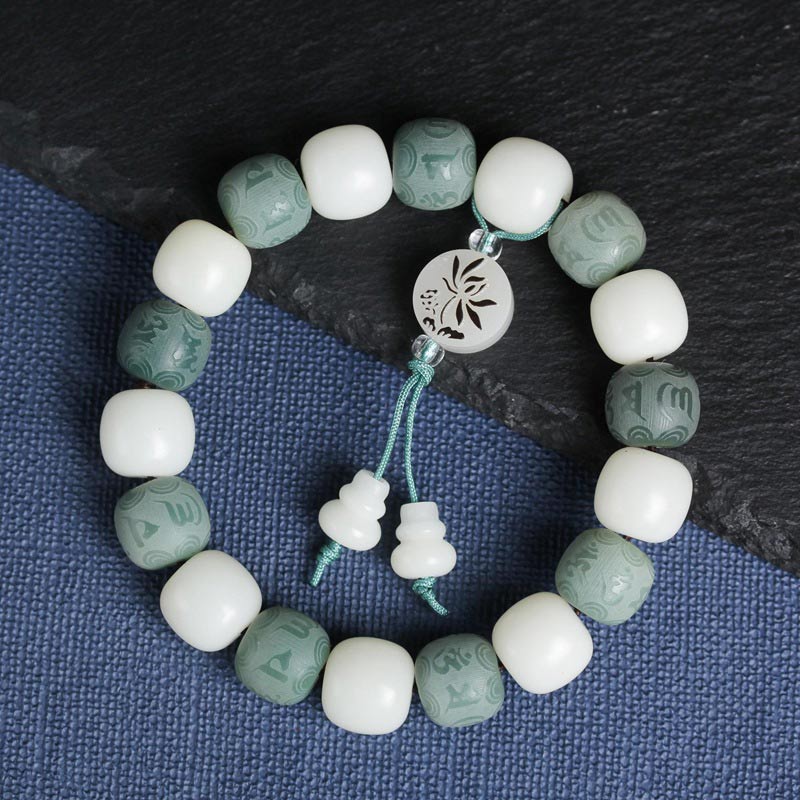 White Bodhi Six True Words Protection Bracelet