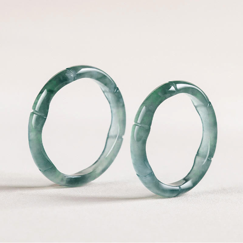 Natural Jade Bamboo Prosperity Abundance Ring