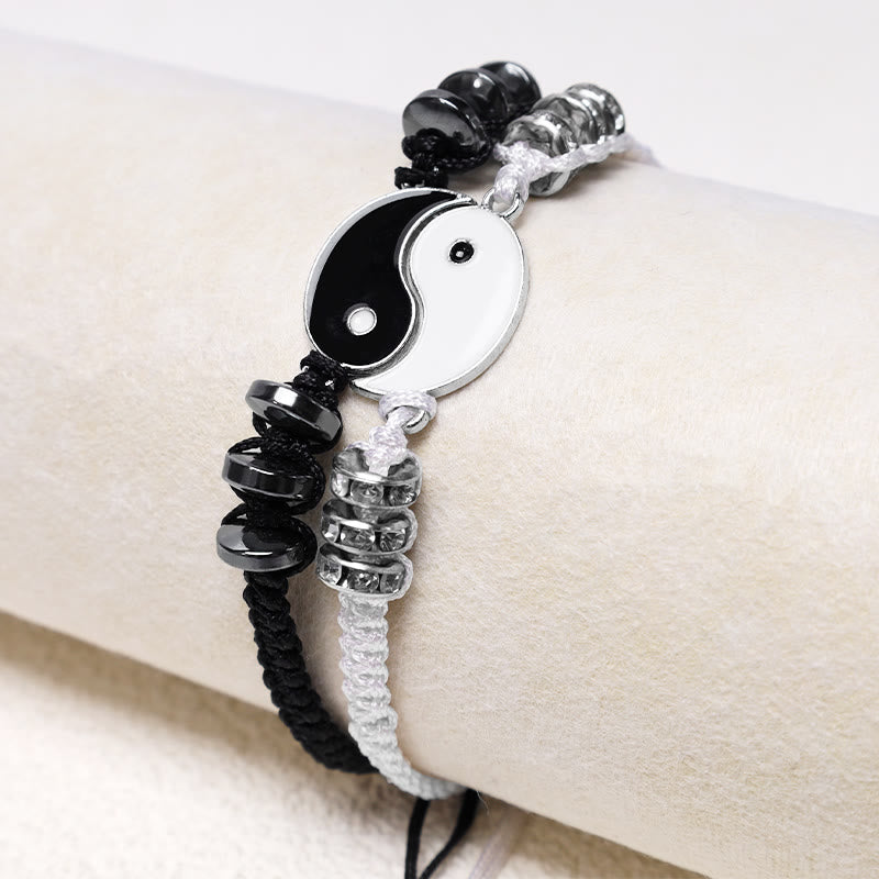 Grounding Hematite Yin Yang Couple Bracelet Set - 2 Pieces
