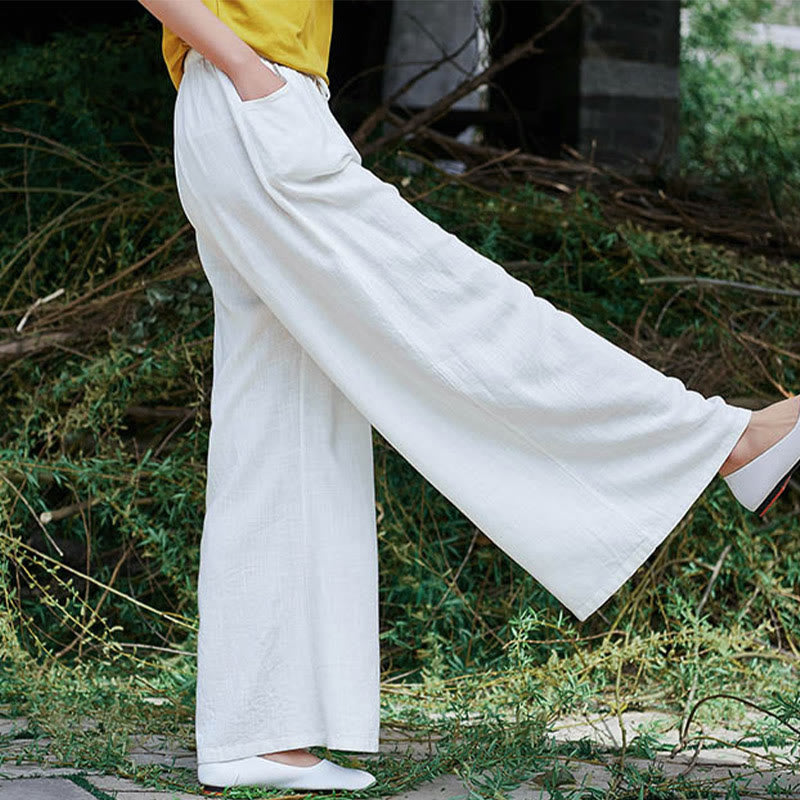 Plain Wide Leg Pants Dance Women's Yoga Pants With Pockets