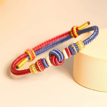 Two-Color Rope Handcrafted Eight Thread Peace Knot Luck Connection Bracelet