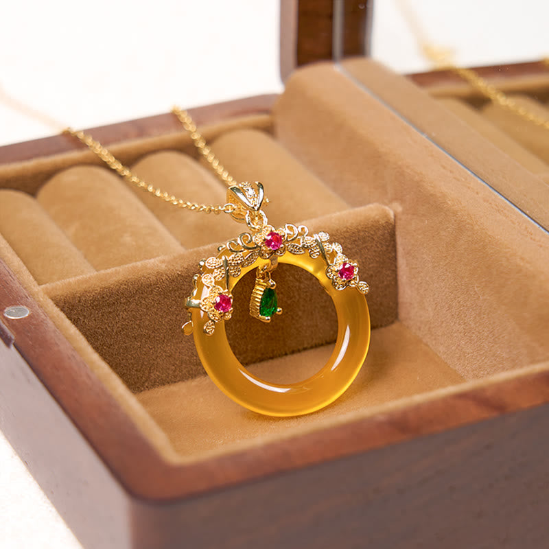 Green Chalcedony Peace Buckle Design Strength Necklace Pendant