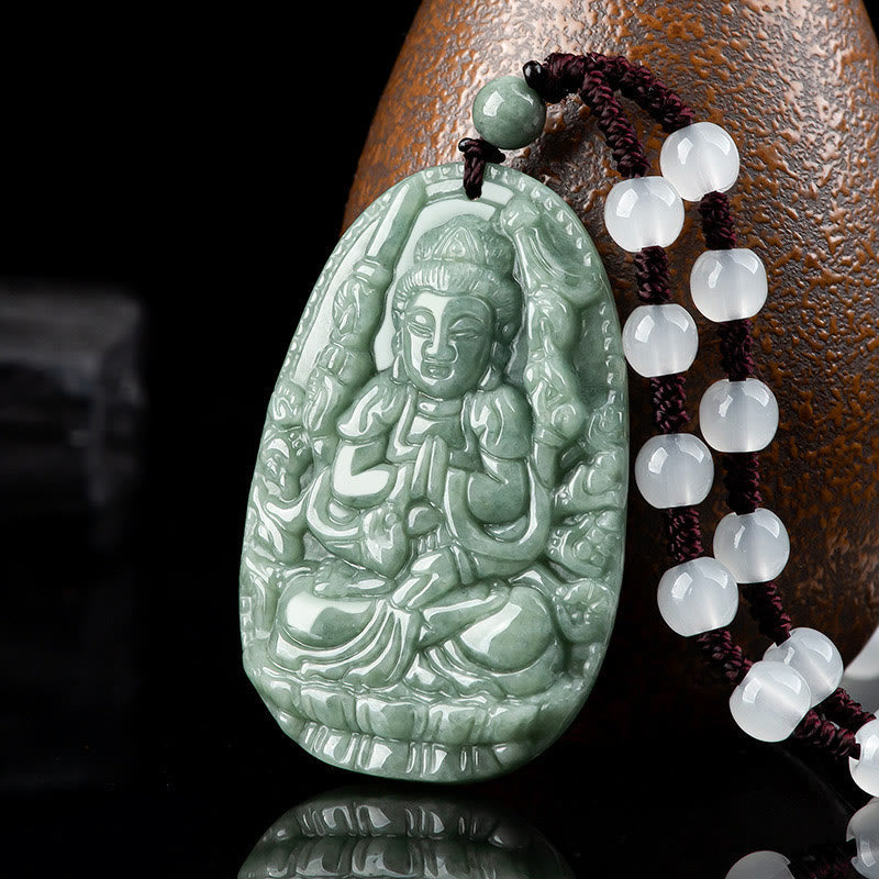 Chinese Zodiac Natal Buddha Natural Jade Wealth Prosperity Necklace Pendant (Extra 30% Off | USE CODE: FS30)