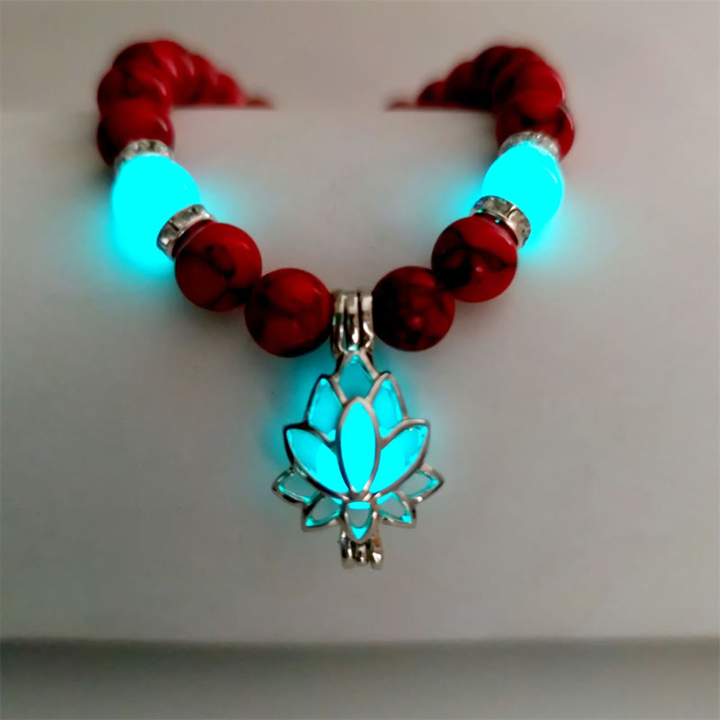 Tibetan Turquoise Glowstone Luminous Bead Lotus Protection Bracelet