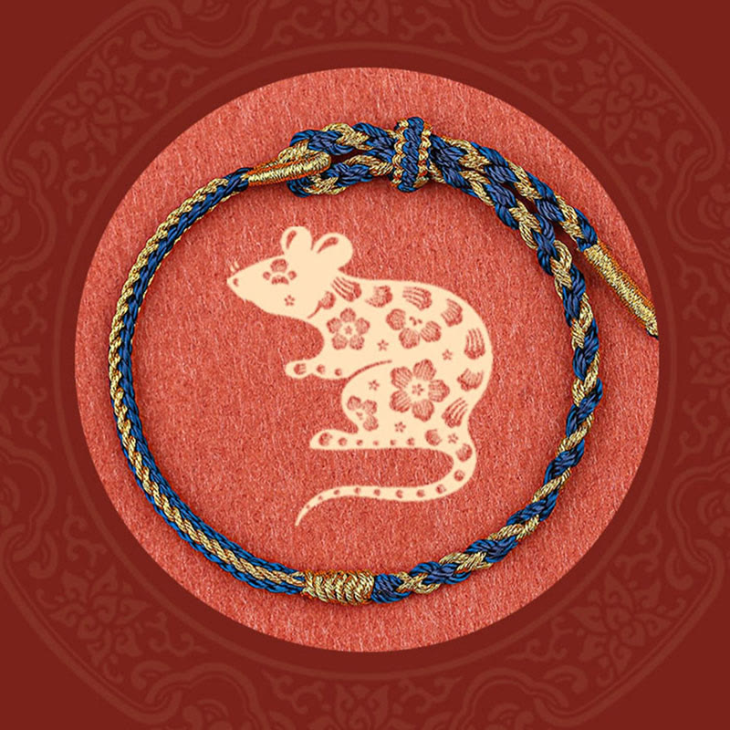 Handmade Chinese Zodiac Braided Red String Bracelet: Dragon Rabbit Rat Horse Rooster