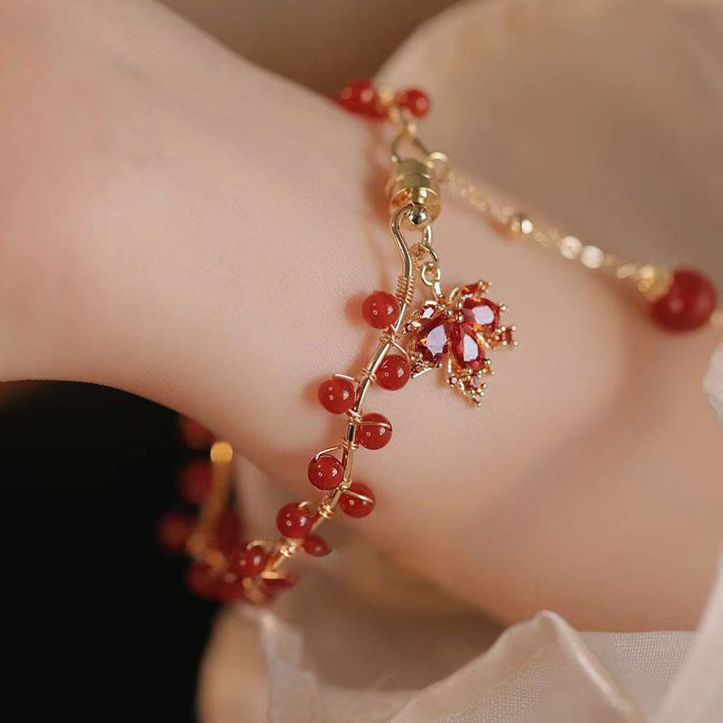 Red Maple Leaf Luck Charm Bracelet
