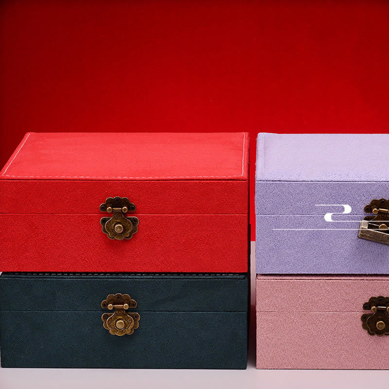 Elegant Two-Layer Flannel Jewelry Box Organizer with Secure Lock