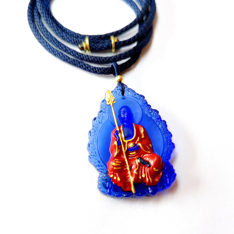 Ksitigarbha Buddha Liuli Crystal Compassion Amulet Necklace Pendant
