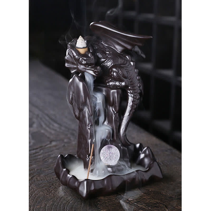 Nordic Dragon Ceramic Backflow Smoke Fountain Sandalwood Incense Burner