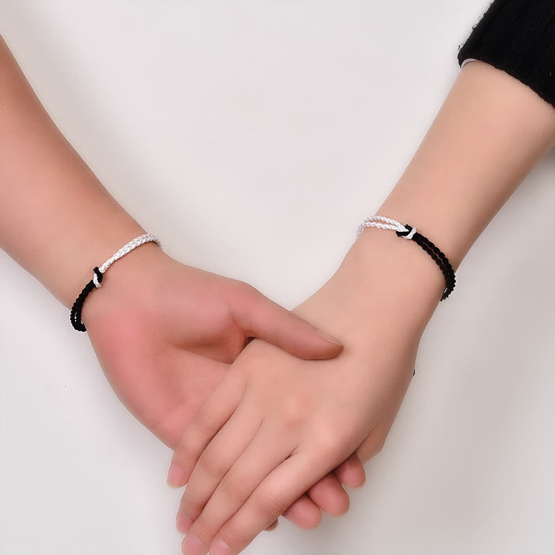Handmade Black White Rope Braided Healing Bracelet