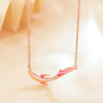 925 Sterling Silver Koi Fish Luck Zircon Prosperity Necklace Pendant