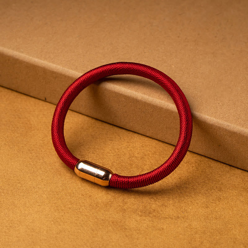Hand-Braided Tibetan Vajra Knot Red String Bracelet with Magnetic Buckle