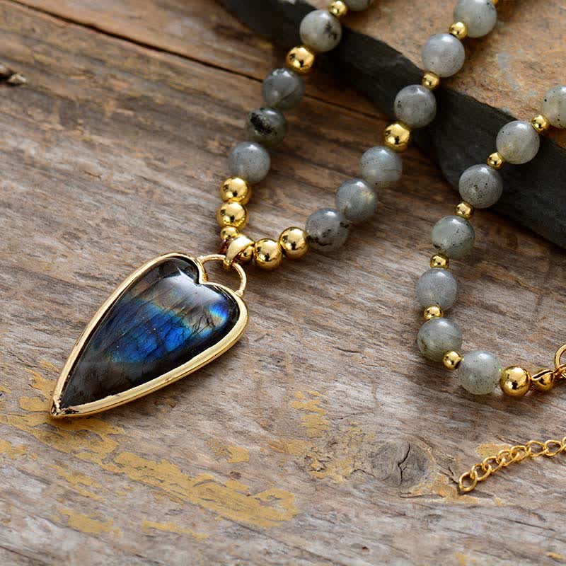 Labradorite Support Healing Beaded Necklace Pendant