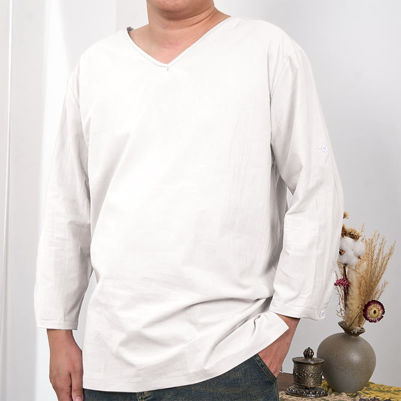 Solid Color Three Quarter Sleeve Men's T-shirt