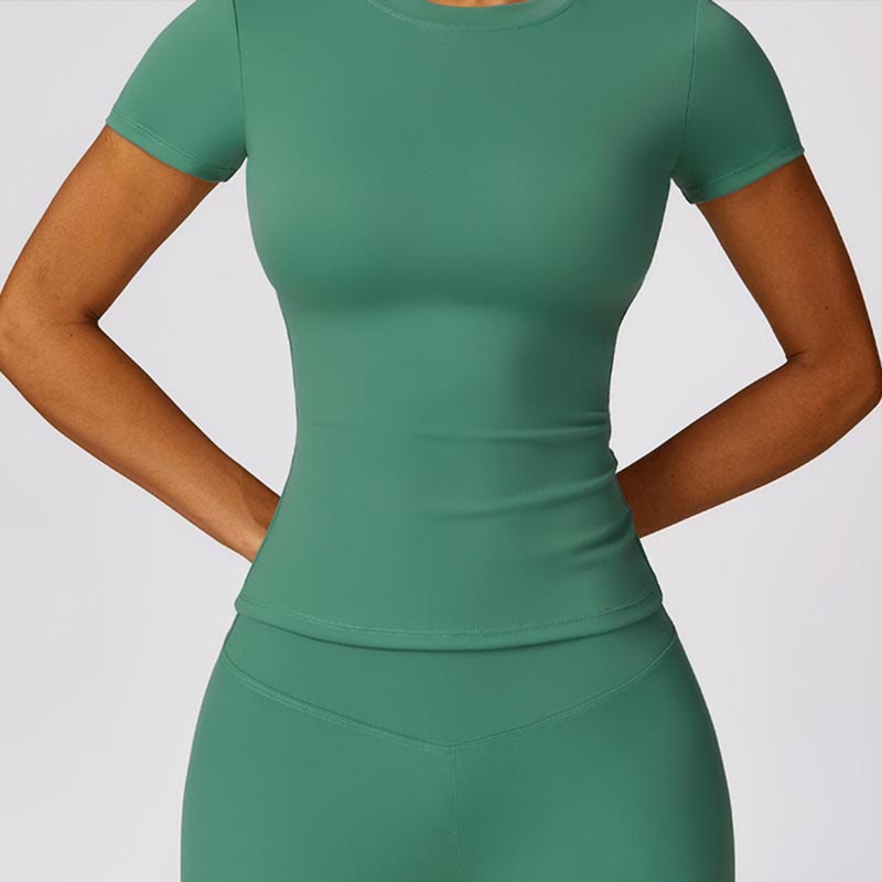 Women Short Sleeve T-Shirt Top High Waist Leggings Pants For Sports Yoga