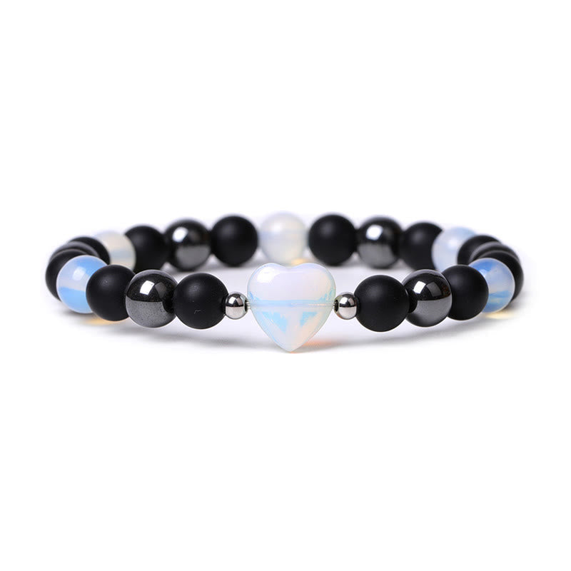 Black Onyx Tiger Eye Stone Crystal Love Heart Protection Bracelet