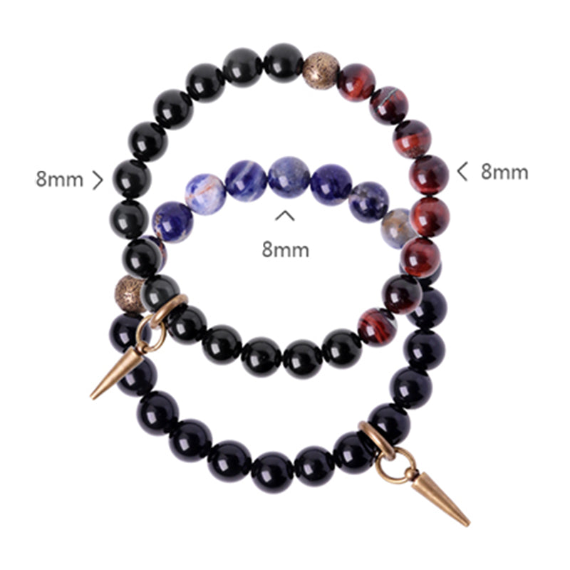 Black Obsidian Sodalite Crystal Copper Strength Couple Bracelet
