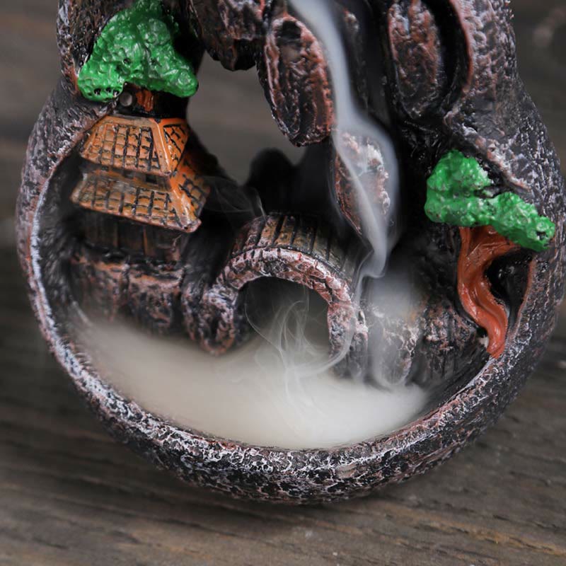 Zeniora Mountain Bridges Resin Backflow Incense Burner for Meditation