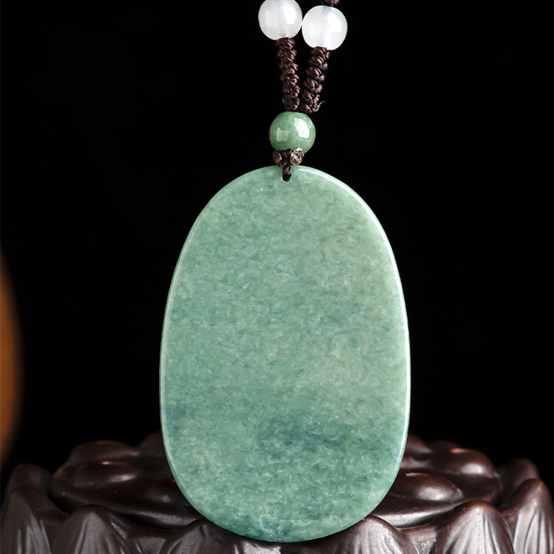 Natural Jade Avalokitesvara Amulet Wealth Necklace Pendant