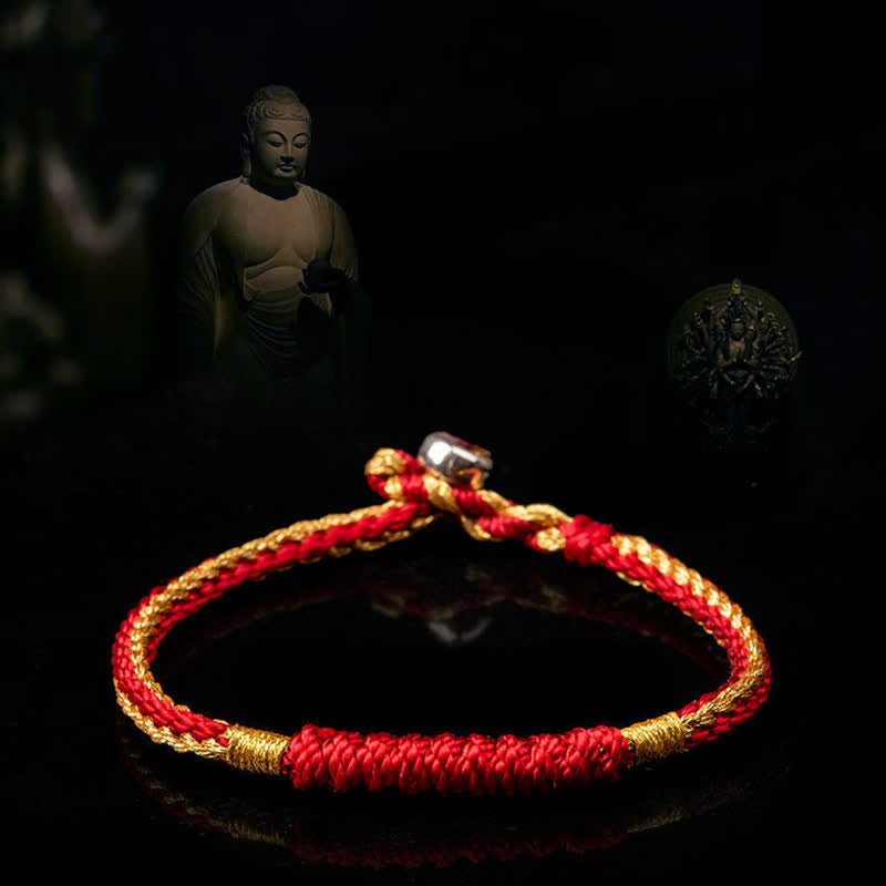 Handmade Tibetan Braided Red and Black String Minimalist Bracelet