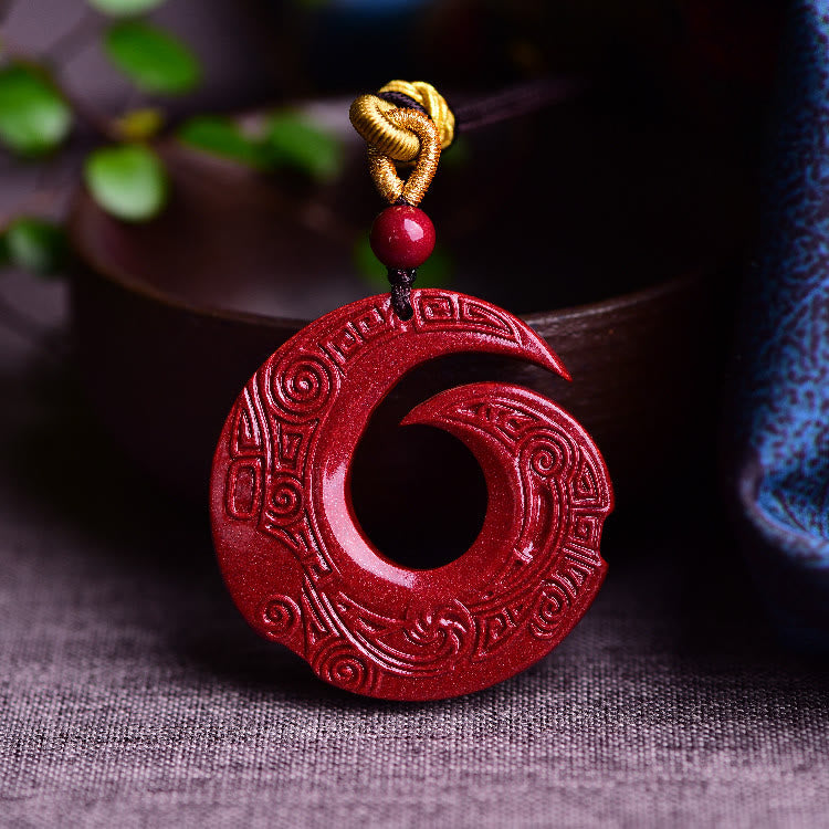 One's Luck Improves Design Patern Natural Cinnabar Blessing Necklace Pendant