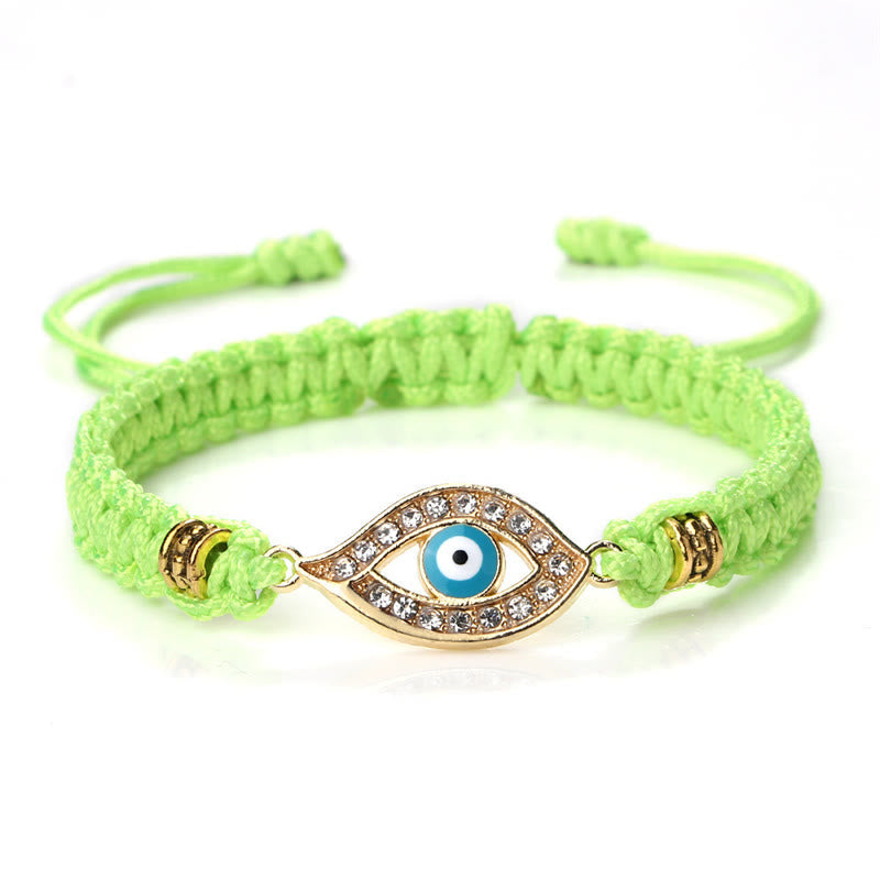 Handmade Evil Eye Red String Braided Bracelet with Gold or Silver Border
