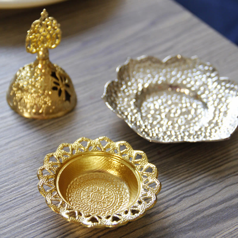 Leaf-Shaped Alloy Metal Mini Incense Burner & Ritual Coaster