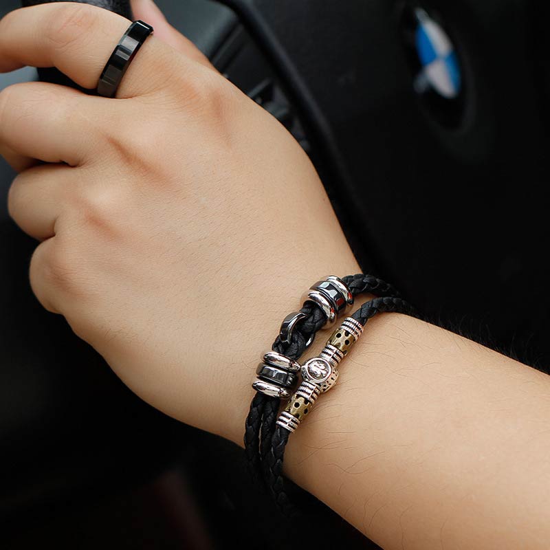 Hematite Grounding Bead Bracelet with 12 Zodiac Constellation Charms