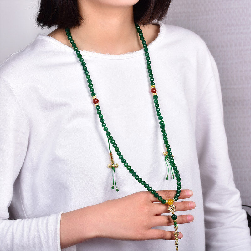 108 Beads Natural Green Agate Success Bracelet Mala