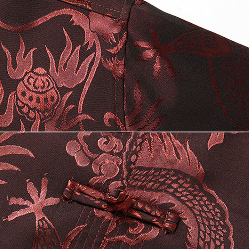 Tang Suit Men Hanfu Chinese Dragon Traditional Clothes Kung Fu Shirt Uniform Long Sleeved Coat Tops and Pants Clothing Men's Set