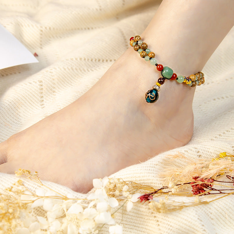 Wenge Wood Green Aventurine Balance Protection Anklet