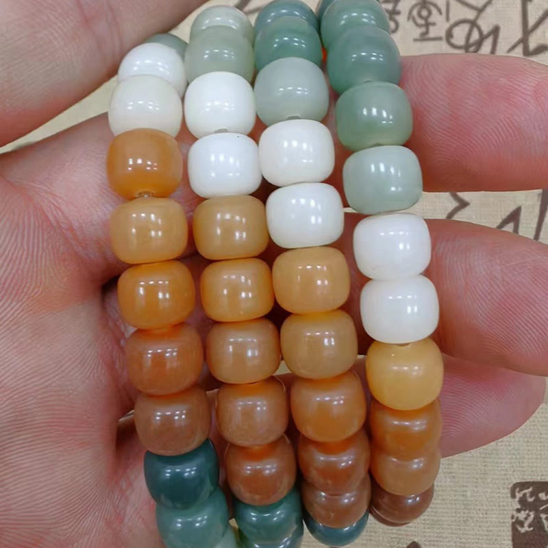108 Mala Beads Gradient Bodhi Seed Green Tara Buddha Engraved Peace Harmony Bracelet
