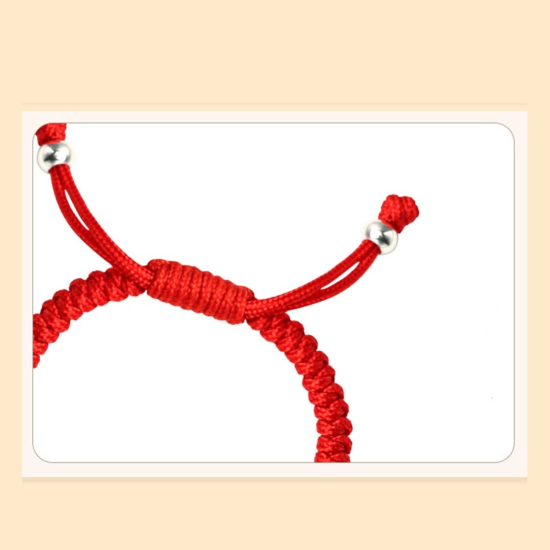 Handcrafted 999 Sterling Silver Chinese Zodiac Vajra Knot Red String Kids Bracelet