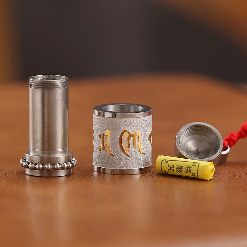 Tibet Om Mani Padme Hum Shurangama Mantra Titanium Steel Wisdom Amulet Necklace Pendant