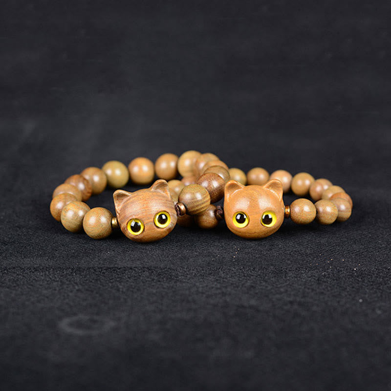 Ebony Wood Green Sandalwood Red Sandalwood Lovely Cat Balance Bracelet