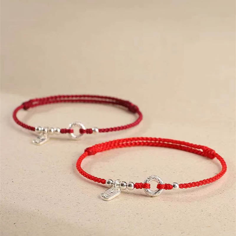 925 Sterling Silver Auspicious Clouds Peace Buckle Safe And Sound Bracelet Anklet