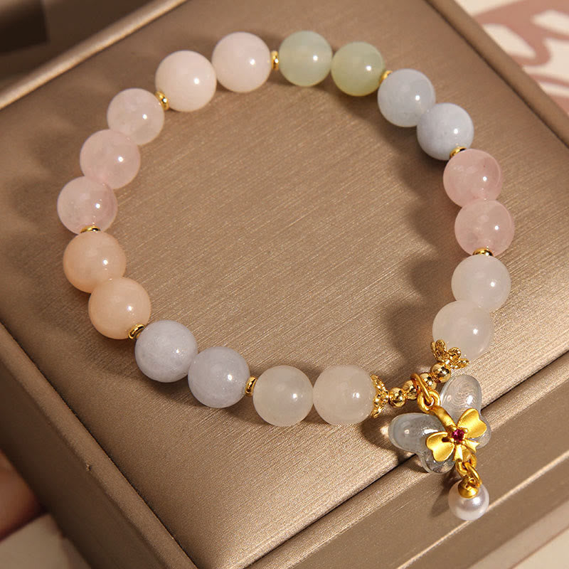 Natural Morganite Confidence Butterfly Charm Bracelet