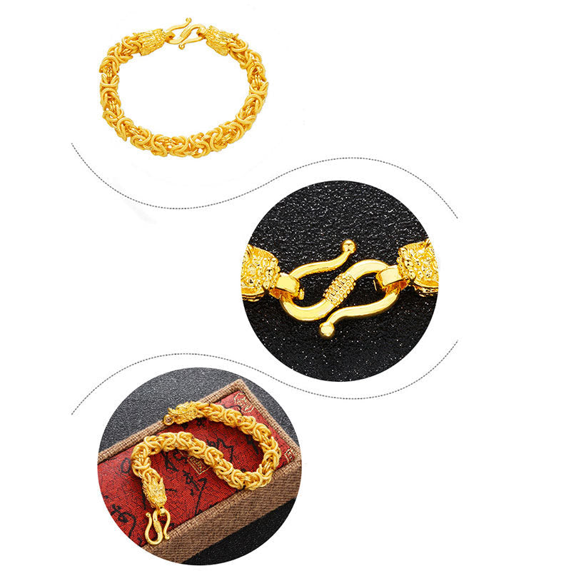 24k Gold Plated Double Headed Dragon Protection Bracelet