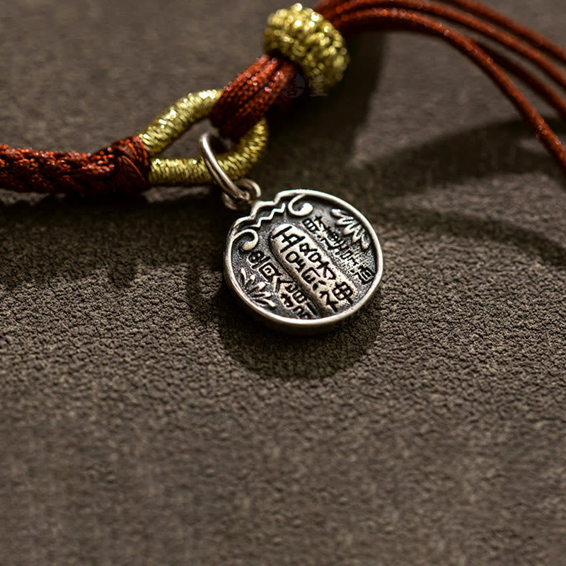 Handmade 925 Sterling Silver Five Directions Gods of Wealth Luck Protection String Braid Bracelet
