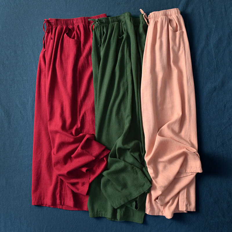 Plain Wide Leg Pants Dance Women's Yoga Pants With Pockets