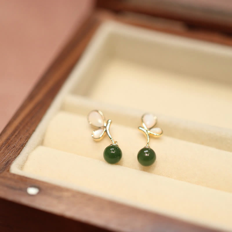 Natural Butterfly Tridacna Stone Cyan Jade Copper Plated Gold Calm Necklace Pendant Ring Earrings Set