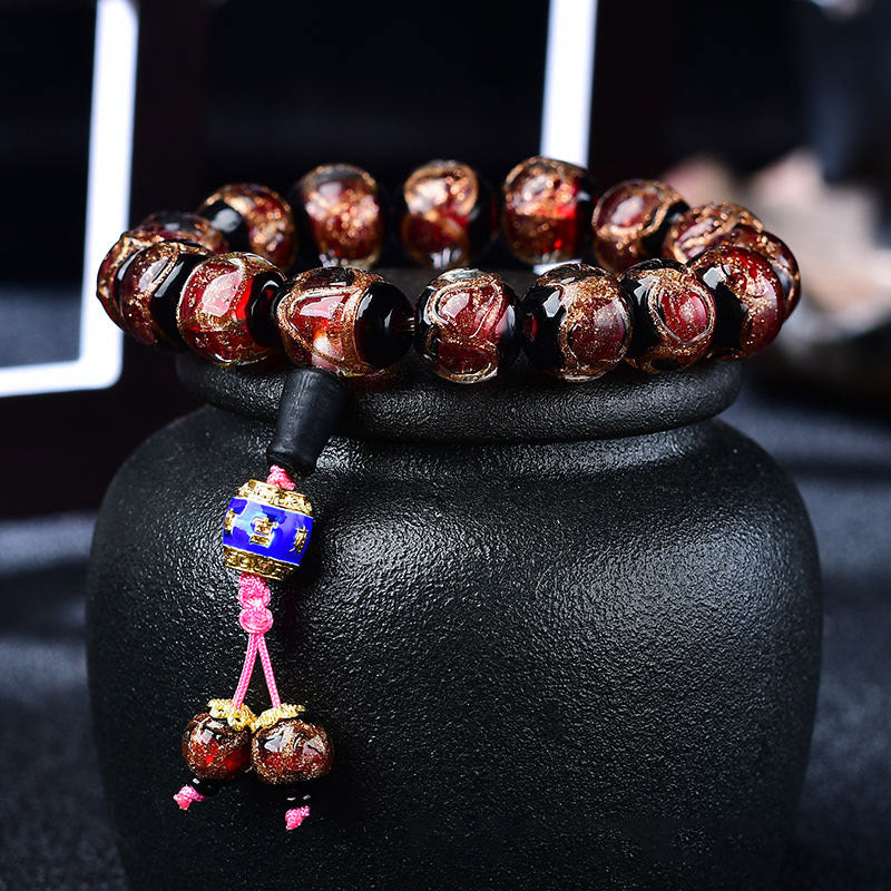 Tibetan Dragon Vein Agate Beaded Bracelet – 12mm & 14mm in Multi-Color Options