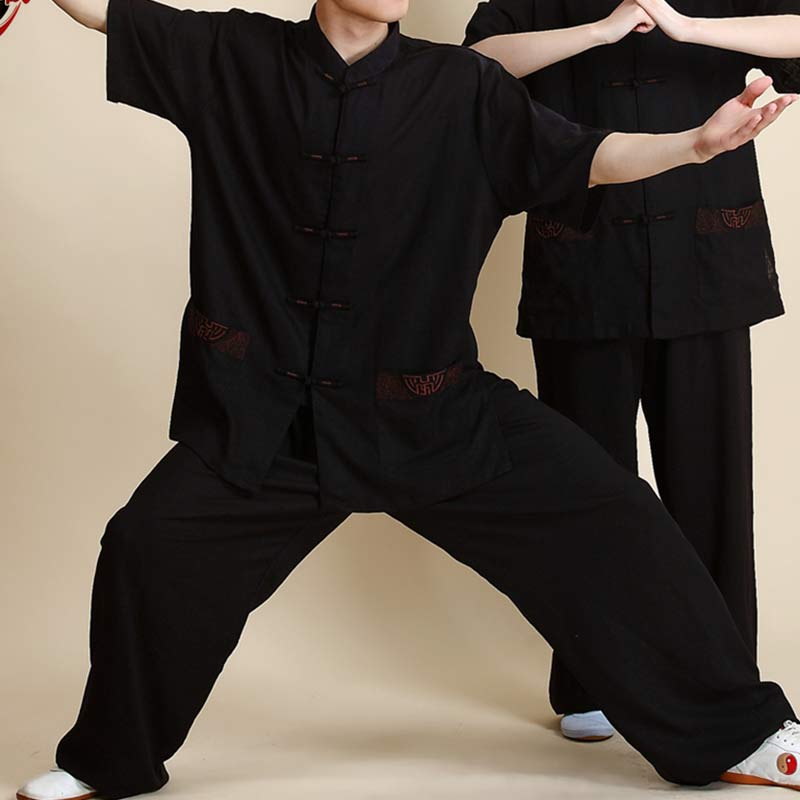 Meditation Zen Prayer Spiritual Tai Chi Qigong Practice Unisex Embroidery Clothing Set