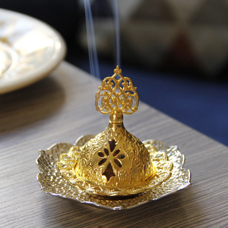 Leaf-Shaped Alloy Metal Mini Incense Burner & Ritual Coaster
