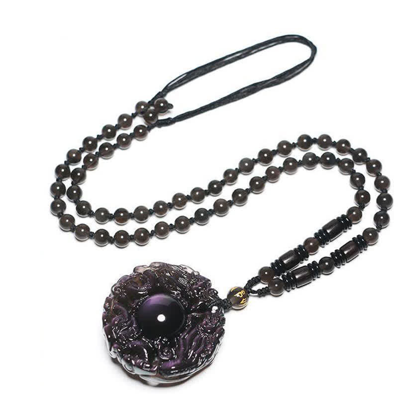 Natural Gold Sheen Obsidian Rainbow Obsidian Dragon Strength Necklace Pendant (Extra 35% Off | USE CODE: FS35)