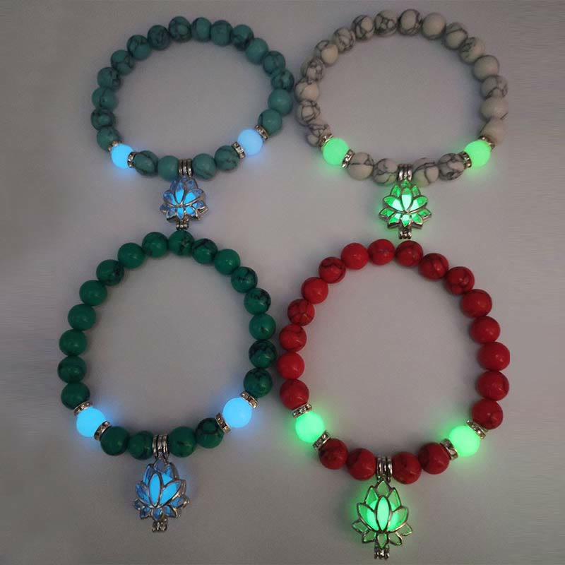 Tibetan Turquoise Glowstone Luminous Bead Lotus Protection Bracelet