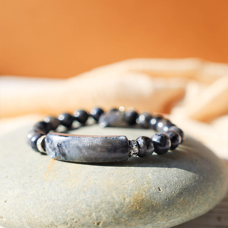Natural Gemstone Heart Focal Beaded Bracelet for Emotional Balance